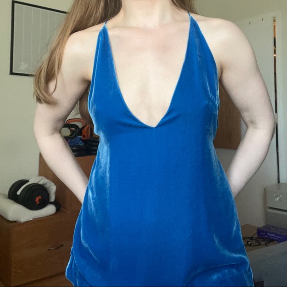 Dion Lee Silk Velvet Cami in cobalt blue, size small - Picture 4 of 10